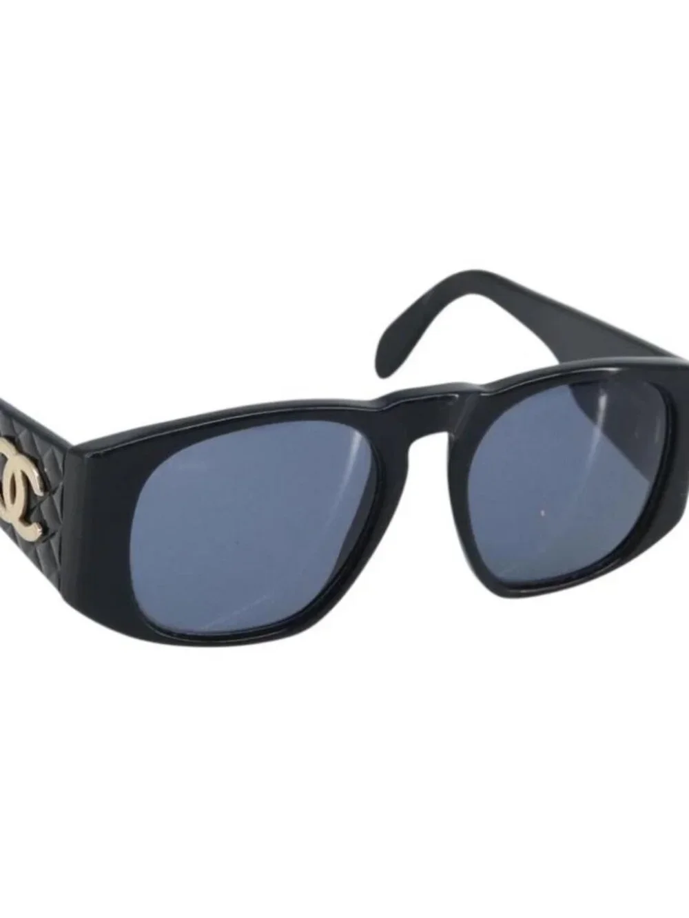 CHANEL Sunglasses plastic Black CC Auth BSZ432